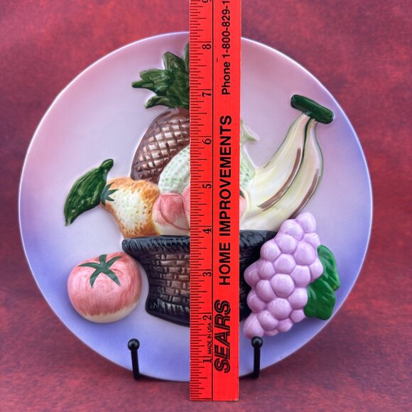VINTAGE CERAMIC WALL HANGING 3D FRUIT BASKET PLATE MADE IN JAPAN,  HARUTA BRAND - Picture 4 of 4